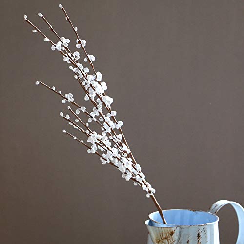 Wootkey 5 Pcs 30" Long Jasmine Artificial Flowers Faux Berries Fake Flower For Christmas New Year Diy Floral Art Plant Home Office Party Decoration (White) #TOP2