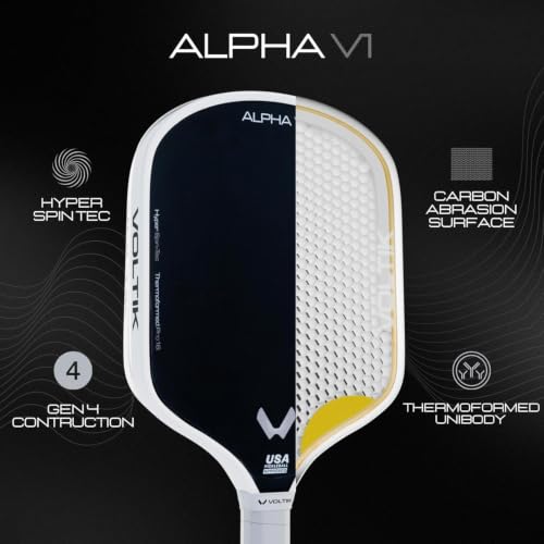 Image of VOLTIK Alpha V1 Pickleball Paddle - Thermoformed Raw Carbon Fiber - 16mm Core with Foam Injected Walls for Max Control & Spin - Built to USAPA Tournament Standards- Elongated Handle