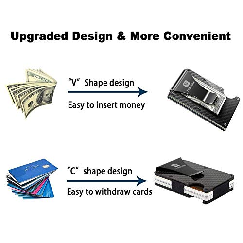 Carbon Fiber Minimalist Wallet, Business Card Holder Billfolds, Slim Cash Money Clip, RFID Blocking Anti Theft Aluminum Metal Credit Card Wallet for Men3