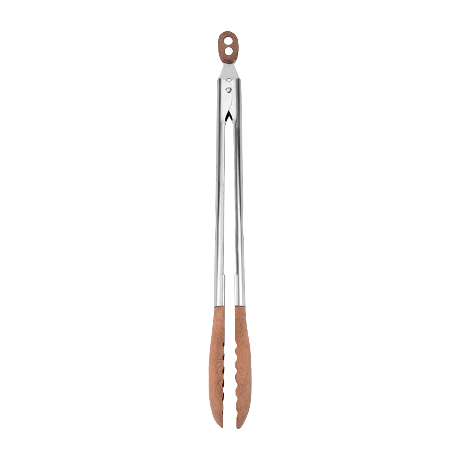 Holzzange, hochwertige Servierzange aus Holz mit rutschfestem Griff, hitzebeständige Küchenzange, ideal für Grill, Salat, Toaster, Brot, Gurken und Wenden von Burgern (Silber + Braun)