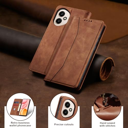 Image of Jasonyu Cover for Honor 400 Flip PU Leather Case, Book Wallet Cover, Stand Function, Magnetic, Card Slots, TPU Bumper Case (Brown)