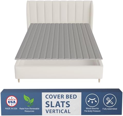 Greaton, 0.75-Inch Vertical Wooden Bunkie Board/Bed Slats, Full, Grey