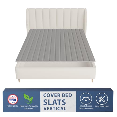 Greaton, 0.75-Inch Vertical Wooden Bunkie Board/Bed Slats, Full, Grey