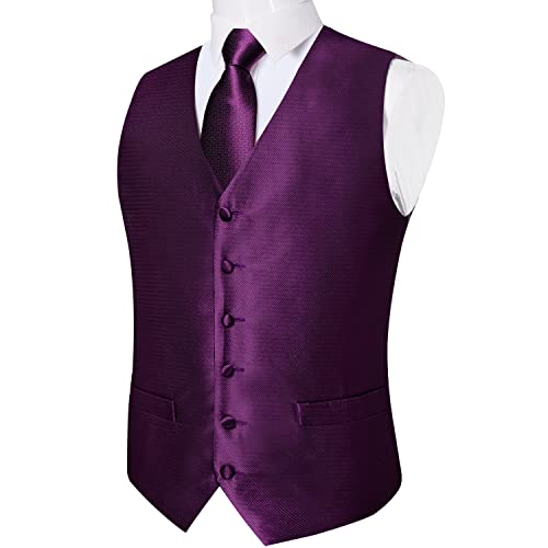 Image of DiBanGu Mens Vest and Tie Set Formal Paisley Waistcoat and Necktie Pocket Square Cufflinks Silk Suit Vest for Tuxedo Wedding