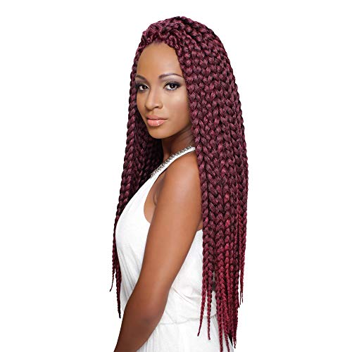 EVE HAIR African Nature Braid - Individual Crochet - Kanekalon Toyokalon & Premium Fiber Blended 3 Strands Original Box Braid Braiding Hair - 24 Inches 2X Thickness Size - Color: 1B (Pack of 6)