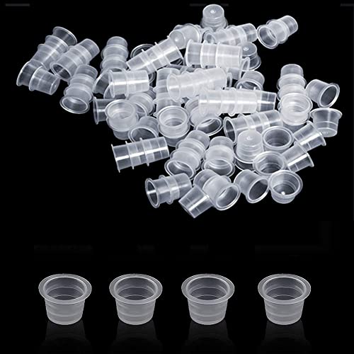 300 Stück Tattoo Farbkappen Cups, Kunststoff Farbbehälter, Kleine Tinte Pigment Cups Ink Cups Einweg Tattoo Zubehör S 10mm Weiß Klar Cover