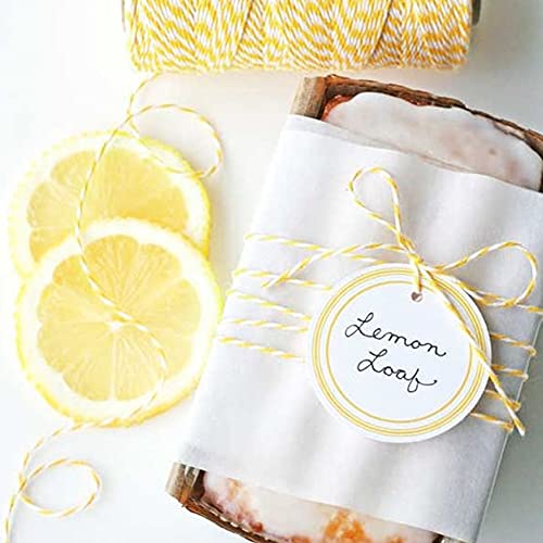Image of jijAcraft Yellow and White Twine String, 328 Feet Christmas Bakers Cotton String, 2MM Heavy Duty Packing Twine for DIY Crafts, Christmas Decoration, Gift Wrapping, Craft Wrapping (Pack of 2)