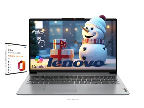 Lenovo Ideapad - Ordenador portátil, portátil de 15 pulgadas, FHD de 15.6 pulgadas con pantalla táctil, Office 2021, Copiloto AI, Windows 11 Pro, gris (Intel Core i3-1215U, 40 GB de RAM | SSD de 2 TB)