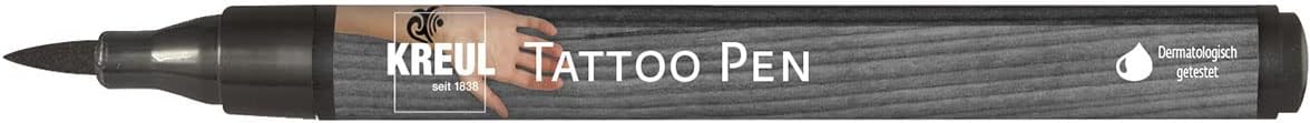 KREUL 62105 Tattoo Pen Black, Line Width 0.5-3 mm, Water-based Cosmetic Ink, Lasts up to 5 Days, Dermatologically Tested, Vegan, Paraben-Free