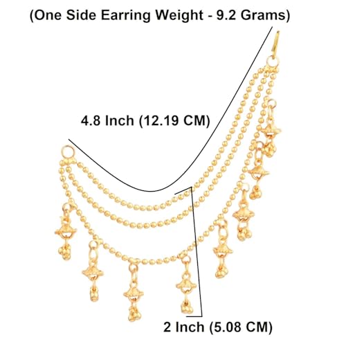 Efulgenz Indian Traditional Ear Chains for Earring support Indian Bridal Jewelry for Wedding Gold Tone Indian Jewelry for Women Layered Jhumka Tassels Charms Ear Support Chain Hair Accessory4