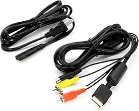 Cabo AV de 1,8 m para PS2 PS1 PS3, AV para RCA + Cabo de Força Energia Bipolar Tipo 8-1,5 Metros cabo CA compatível com PlayStation 1 2 3 IMPORT PREMIUM