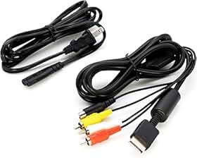 Cabo AV de 1,8 m para PS2 PS1 PS3, AV para RCA + Cabo de Força Energia Bipolar Tipo 8-1,5 Metros cabo CA compatível com PlayStation 1 2 3 IMPORT PREMIUM