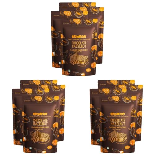 Image of Craveto Chocolate Hazelnut Wafer Biscuit Cubes, Pack of 12 | 300g (4 x 100g Packs) | Wafer Layered with Chocolate & Hazelnut Cream | Bite Sized Chocolatey Snacks