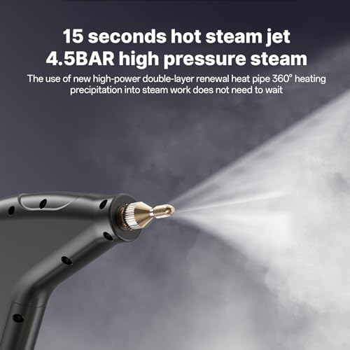 Irishom Handheld Multi-surface Steam Cleaner with 6pcs Accessories, Touch Screen 6 Levels Adjustable 105?/221? Deep Cleaning Steamer with Portable Handle 1200ml/40.5oz Water Tank