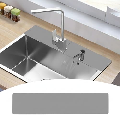 Customizable Faucet Mat for Kitchen Sink: 30'L x 5.5'W DIY Cuttable Bathroom Counter Protector - Cut to Fit with 2 or 3 Hole & Oval Rectangle Square Faucet Design - Extra Long Absorbent Splash Guard