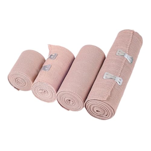 COLLBATH 4pcs Elastic Bandage Wrap Snatch Bandage Tape Roll White Large Wide Ace Bandage Protective Sports Injury Strap