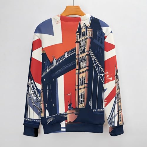 Tower Bridge UK Flag Men's Crew Neck Sweater Knit Pullover Women Casual Long Sleeve Crewneck Loose Fit Top3