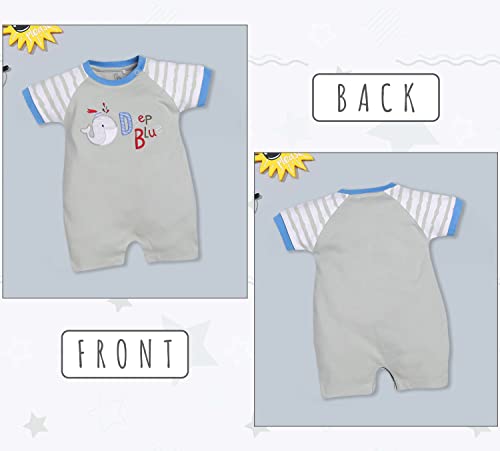 Image of BABY GO Baby Boys & Baby Girls Cotton Romper | Half Sleeve Polo Collar Jumpsuit | Newborn Infant Summer Outfit with Button Closure | Soft Breathable Playsuit | Stylish Print One Piece Dress