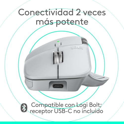 Ratón Bluetooth ergonómico Logitech MX Master 4 for Mac de alta precisión en plateado blanco 6