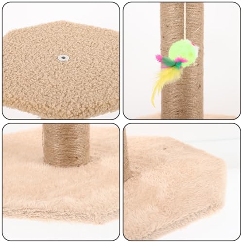Poste rascador para gatos con bola colgante sisal pequeño miniatura 6