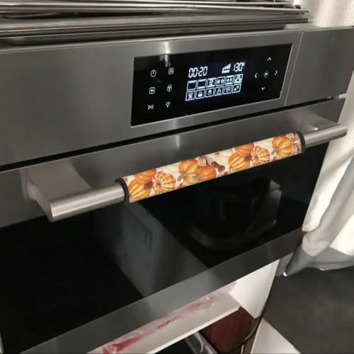 Image of Fall Pumpkin Refrigerator Handle Covers Set of 6 Bow Print Fridge Handle Covers for Kitchen Easy to Install Appliance Handles Cover for Microwave Oven Stove Dishwasher