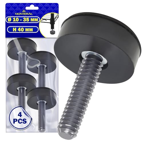 4 Piezas Patas Niveladora de Goma para Lavadora Diámetro Base Ø 35 mm Altura 40 mm Rosca Ø 10 mm - MONTERAL