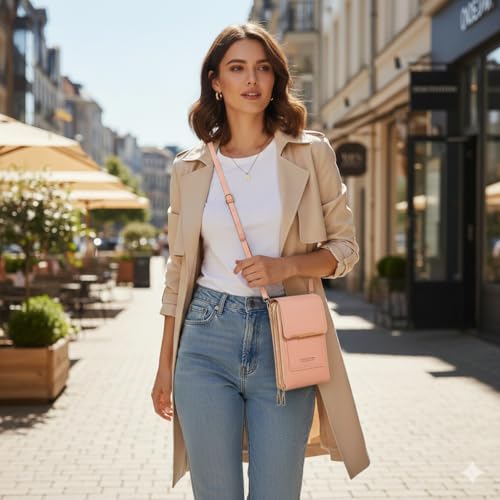 Image of VKR Women's Leather Crossbody Phone Purse with Touchscreen Pocket - Anti-Theft Mobile Sling Bag with Adjustable Shoulder Strap, Card Slots, Zipper Compartments & Compact Wallet for Daily Travel