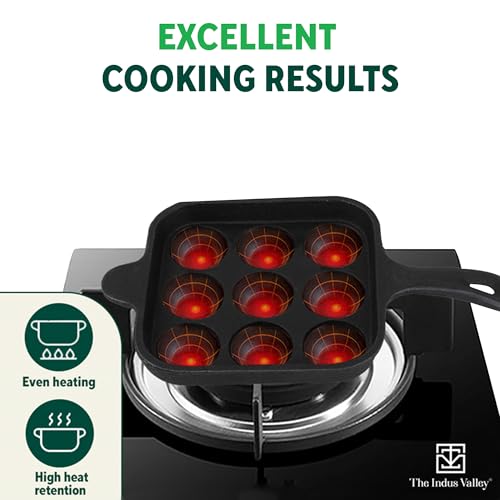 The-Indus-Valley-Super-Smooth-Cast-Iron-Square-Paniyaram-Pan-with-Long-Handle-9-Pit-18cm71-Inch-24Kg-Gas-Compatible-Pre-Seasoned-AppePaddu-Pan100-Toxin-FreeNaturally-Non-Stick