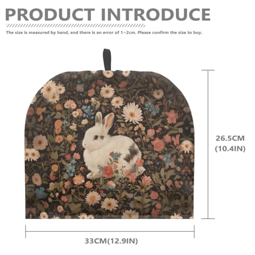 Image of Flower & White Rabbit Print Handmade Tea Cozy Kitchen Home Decorations Teas Cosy Creative Gifts Tea Cozies for Teapot Keep Warm Double Tnsulated Kettle Cover for Office