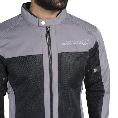 Image of HARLEY-DAVIDSON X Bold Edge Riding Jacket for Men | Polyester with Breathable Mesh Lining | Reflective Prints, Pre-Curved Sleeves & Protector Compartments | Comfortable & Stylish Motorcycle Jacket