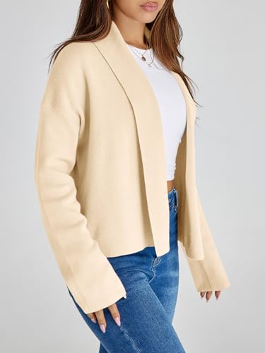 Image of Saodimallsu Womens Cropped Cardigan Open Front Shawl 2026 Fall Trendy Long Sleeve Sweater Jacket