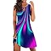 KGLHTYU Sommerkleid Damen Kurz Damen Partykleid Elegant Blumenkleid Elegante Kleider Damen Tunika Strandkleid Boho Minikleid Kordelzug Shirtkleid Minikleid Jerseykleid Freizeit Kurzarm T Shirt Kleid