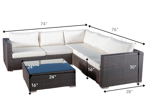 Image of Amazon Brand - Solimo Solara Outdoor Sofa Set | Balcony Sofa | Patio Furniture Sets | Conversation Sets | Wicker | Garden | Balcony | (Dark Brown- Cream)