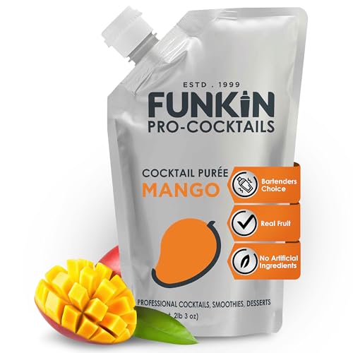 Funkin Fruit Puree | Real Fruit, Simple Ingredient, Natural Mixer for Cocktails, Drinks, Smoothies | Vegan, Non-GMO, Gluten-Free (2.2 lbs) (Mango)