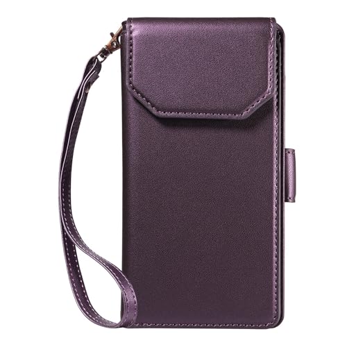 Housse cuir iPhone 17 Pro Max violet finitions soignées et rabat premium