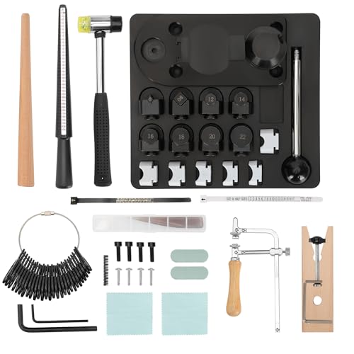 NURATIT 14 Pcs Ring Bending Tool Set for Spoons Ring Bender Kit Spoon Rings Maker Machine with Nylon Mold Ring Making Tool for Spoon Heavy Duty Ring Measurement Tool for DIY Enthusiasts Gift