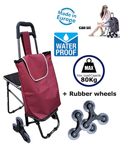 TAVALAX - Carrito de la Compra Plegable con Ruedas de Goma y 6 Ruedas y Carrito de Escalada de Alimentos y Resistente al Agua