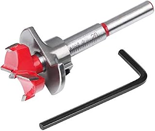 flintronic Forstner Drill Bit, 20mm Adjustable Positioning Drill Bit Set, Cemented Carbide Woodworking Hole Saw with Depth Stoper (Depth Range 10~40mm) Making Wood Hole Quickly&Precisely