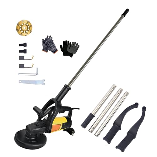 Meuleuse à Béton avec Manche Extensible, Meuleuse Angulaire Antipoussière à Angle Variable pour Élimination de la Rouille, Ponçage de Pierre, Bois, Sols...