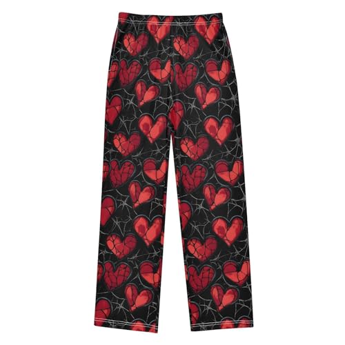 Pajama Pants Red Hearts Valentines PJ Bottoms Sleepwear Lounge Sleep Pant with Pockets