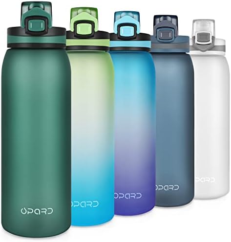 Opard Sports Water Bottle, 900ml BPA Free Non-Toxic Tritan Plastic Drinking Bottle with Leak Proof Flip Top Lid for Gym Yoga Fitness Camping