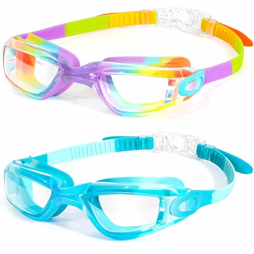 faliring Schwimmbrille Kinder, 2 Stück taucherbrille kinder Junior 3-15 Jahre, Gläsern Wassersport Schwimmbrillen Swimmi...