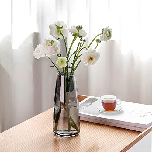 PIPIHUA Vaas Van Loodvrij Glas, Kristallen Vazen Voor Pampasgras, In Stijl Handgemaakte Bloemenvaas Voor Bloemen En Droogbloemen, Decoratief Cadeau Voor Woonkamer/Kantoor/Eettafel(Rookgrijs) - Afbeelding 3