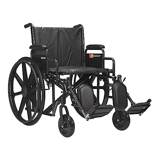Dynarex DynaRide Heavy Duty Wheelchair with Detachable Desk Arms, Bariatric Use with a Weight Capacity of 400 Pounds, Silver Frame, 1 DynaRide Heavy Duty Wheelchair with Detachable Desk Arms
