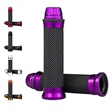 Amavoler Universal Motorcycle Handlebar Grips Fits for Motorcycles with 7/8' Left Grip and 1' Right Sports Bike Chopper Cruiser Bike Etc. (Purple)