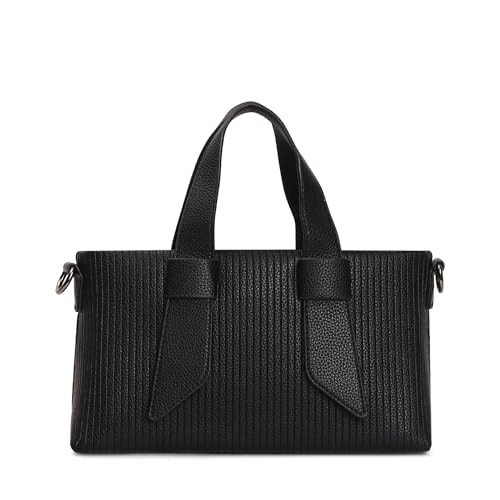 Image of EXOTIC Valeria Satchel Sling Bag for Women | Textured Leatherette Handbag with Top Handle & Detachable Crossbody Strap | Multi-Compartment Structured Purse