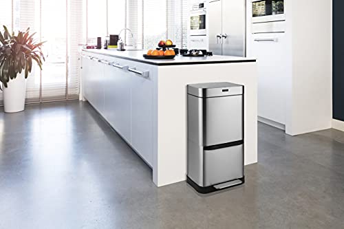 UMUZI CLEANING 70 l Silberner Mülleimer mit Sensor, Luftdichtes Mülltrennsystem mit Fächern für Bio, Plastik & Papier, Automatischer Abfalleimer aus Edelstahl - Image 4