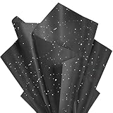 Black Glitter Tissue Paper for Gift Bags 36 Sheets 14x20 Inch - Recyclable Wrapping Paper for Weddings, Birthdays, Party & Festival Decorations DIY Craft Supplies