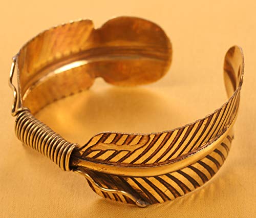 Image of Touchstone Indian Bollywood Desire Brass Base Exotic Workmanship Free Size Cuff Bracelet in Antique Gold Or White Or Copper Tone for Women.