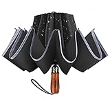 Lejorain Large Reverse Umbrella -50 Inch Windproof Folding Inverted Umbrella - Upside Down with Safe